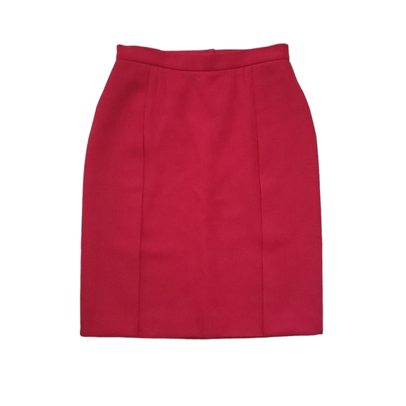PRADA deep red virgin wool blend pencil skirt with two side slits - Picture 1 of 13